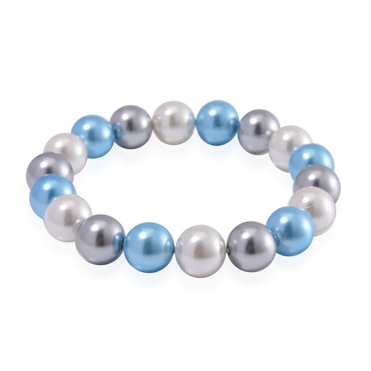 Flexibles, goldenes, weißes und grünes Muschelkernperlen-Armband
