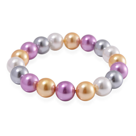 Flexibles, goldenes, weißes und grünes Muschelkernperlen-Armband