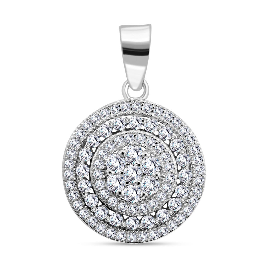 LUSTRO STELLA -Weißer Zirkonia Anhänger 925 Silber rhodiniert
