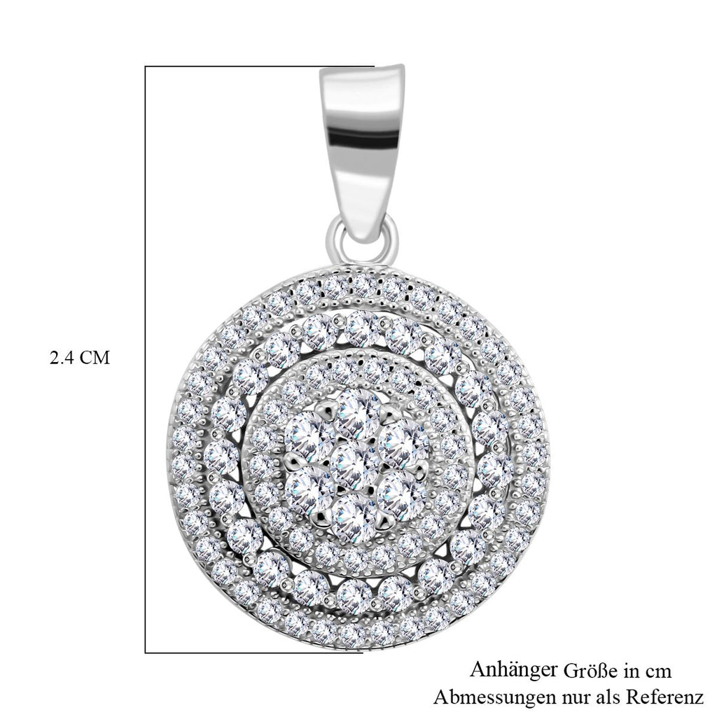 LUSTRO STELLA -Weißer Zirkonia Anhänger 925 Silber rhodiniert