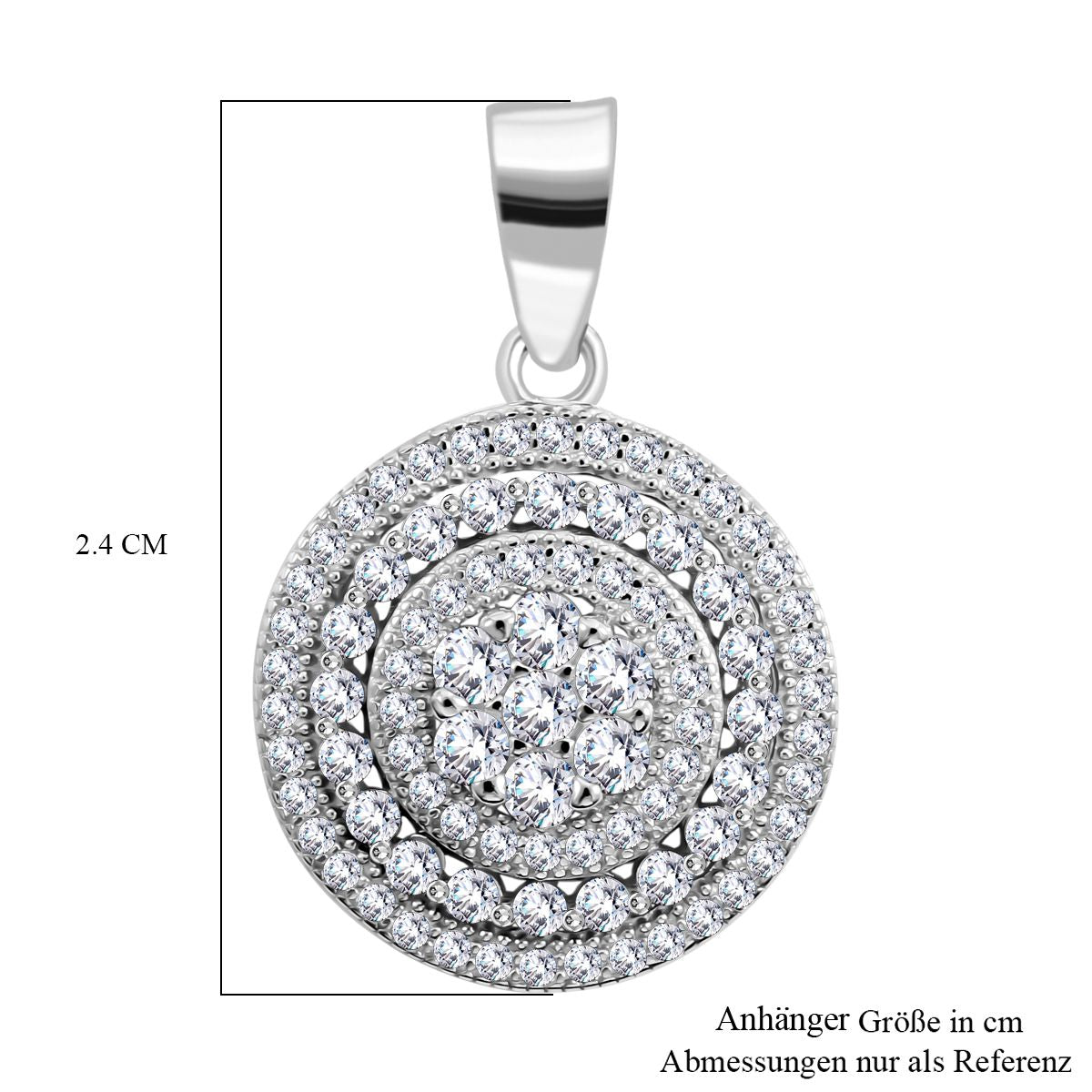 LUSTRO STELLA -Weißer Zirkonia Anhänger 925 Silber rhodiniert