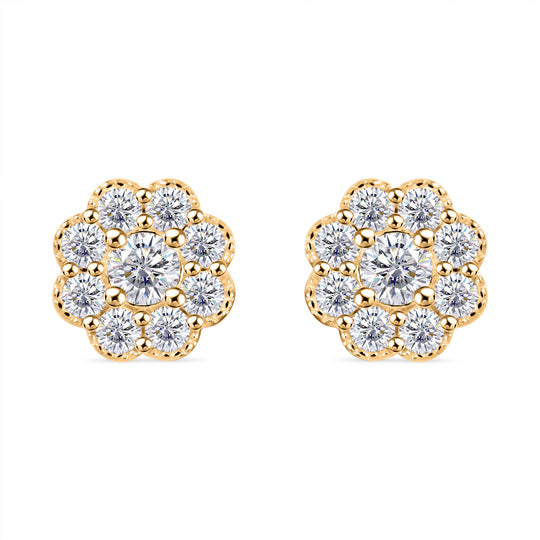 LUSTRO STELLA - Weißer Zirkonia Ohrringe, 925 Silber Gelbgold Vermeil