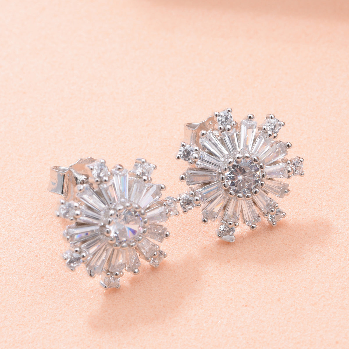Weißer Zirkonia Ohrringe 925 Silber rhodiniert ca. 2.86 ct