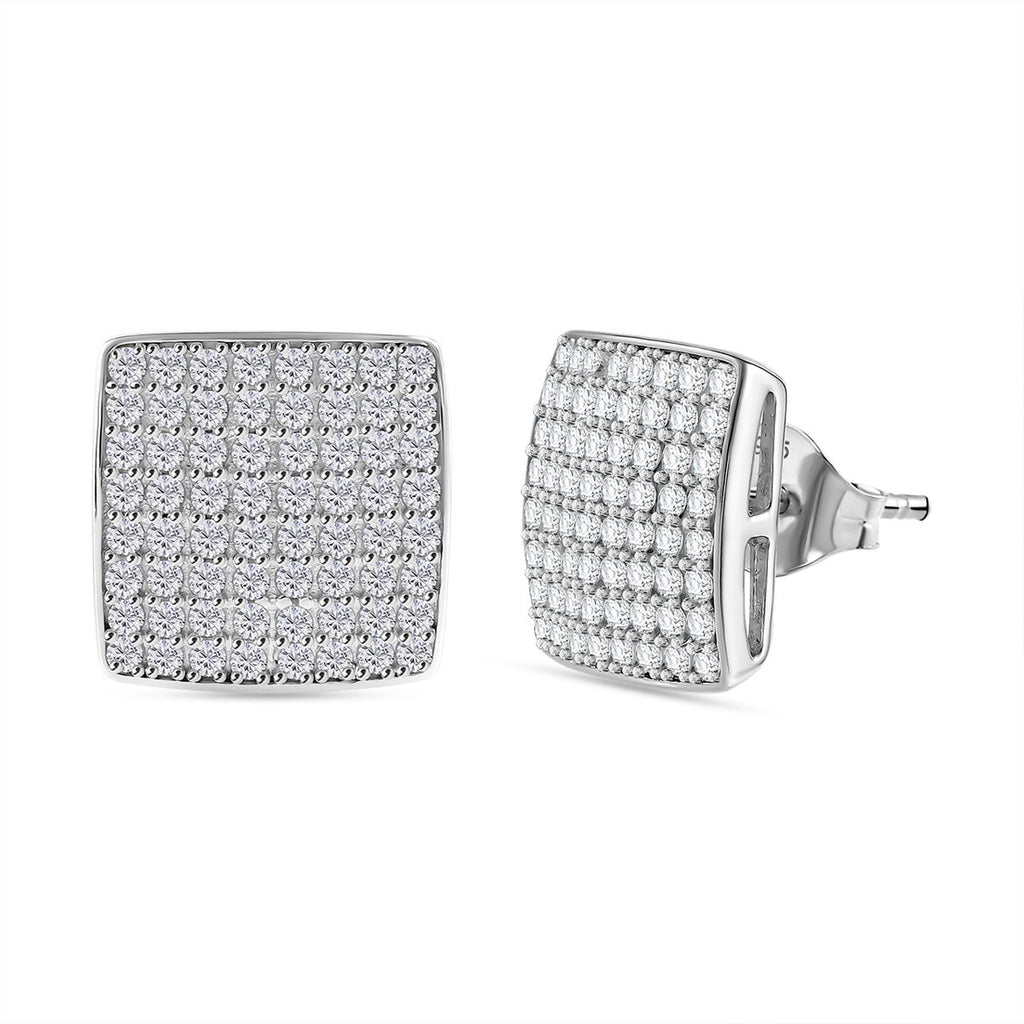 LUSTRO STELLA - Weißer Zirkonia Ohrringe, 925 Silber rhodiniert
