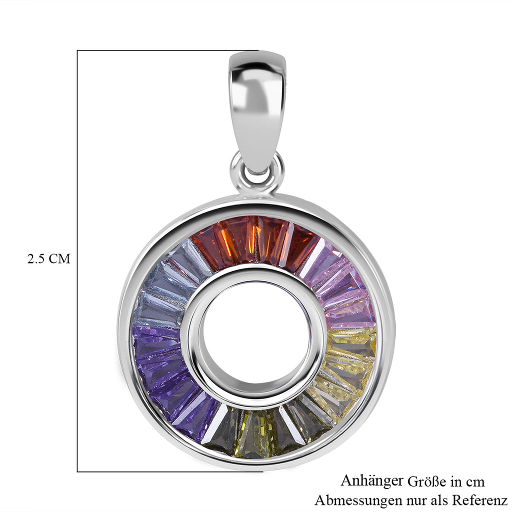 LUSTRO STELLA - Mehrfarbiger Zirkonia Anhänger 925 Silber rhodiniert