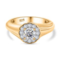 Moissanit Ring 925 Silber 750 Gelbgold Vermeil (Größe 18.00) ca. 0,63 ct