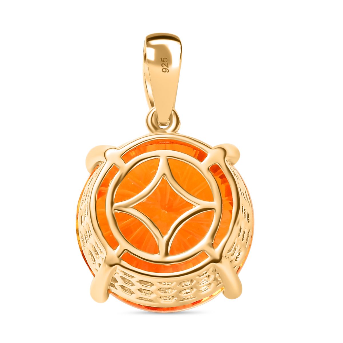 Sphaleros Quarz Konkavschliff Anhänger 925 Silber 750 Gelbgold Vermeil ca. 14.21 ct