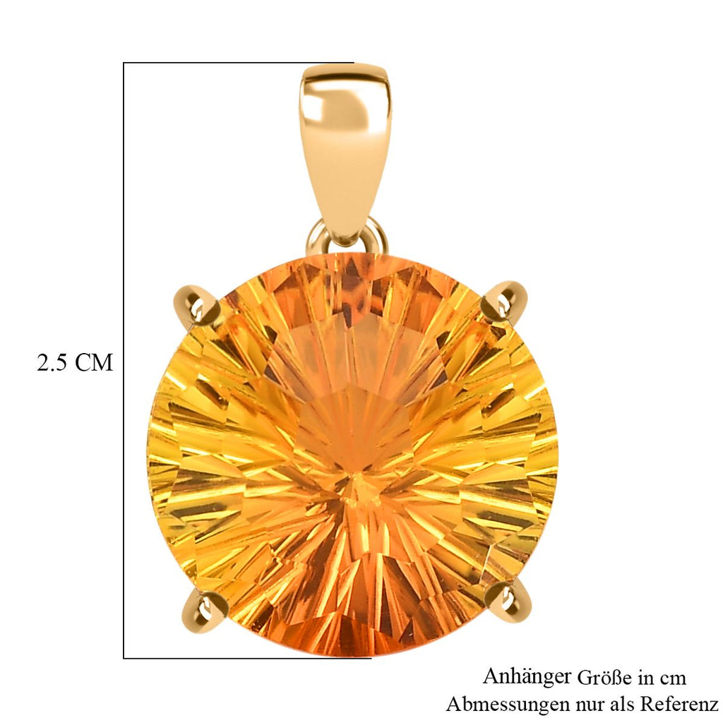 Sphaleros Quarz Konkavschliff Anhänger 925 Silber 750 Gelbgold Vermeil ca. 14.21 ct
