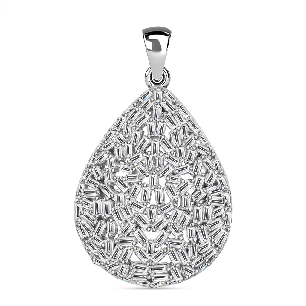 LUSTRO STELLA - Weißer Zirkonia Anhänger 925 Silber rhodiniert