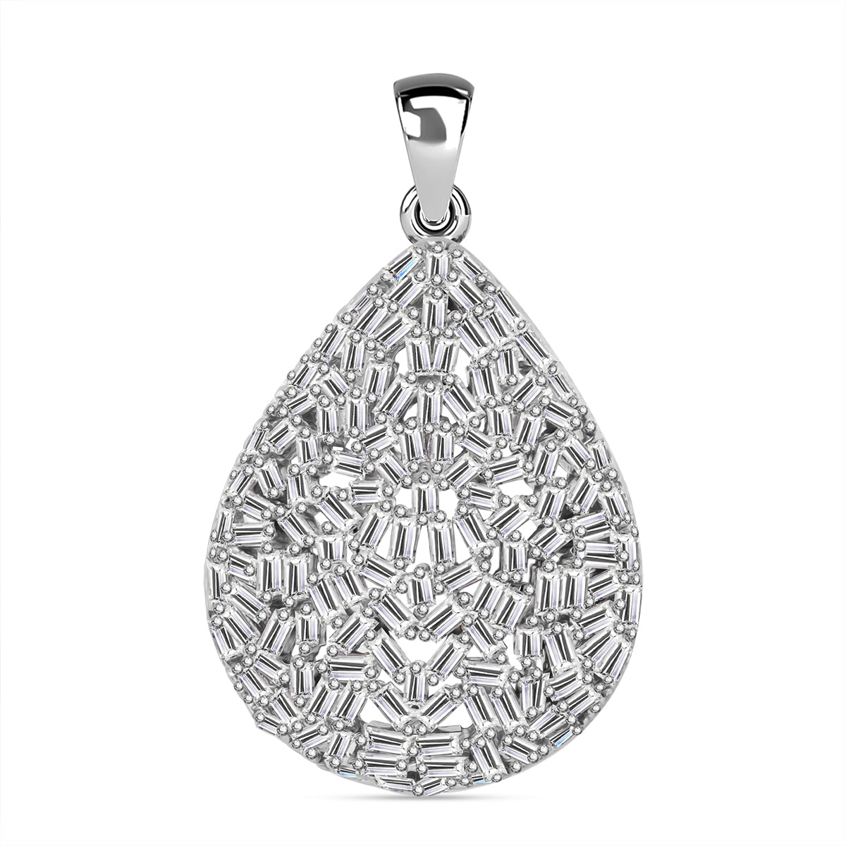 LUSTRO STELLA - Weißer Zirkonia Anhänger 925 Silber rhodiniert