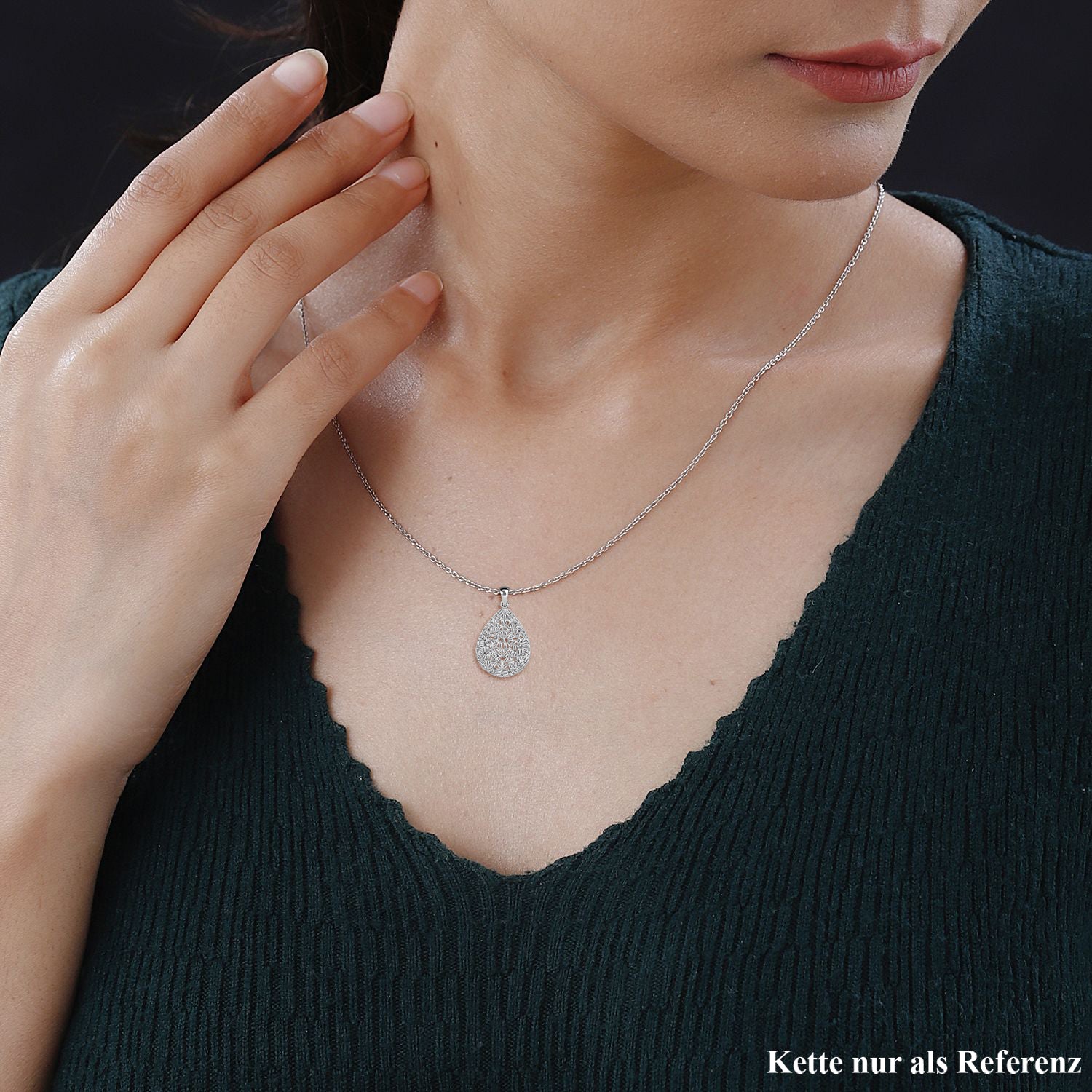 LUSTRO STELLA - Weißer Zirkonia Anhänger 925 Silber rhodiniert