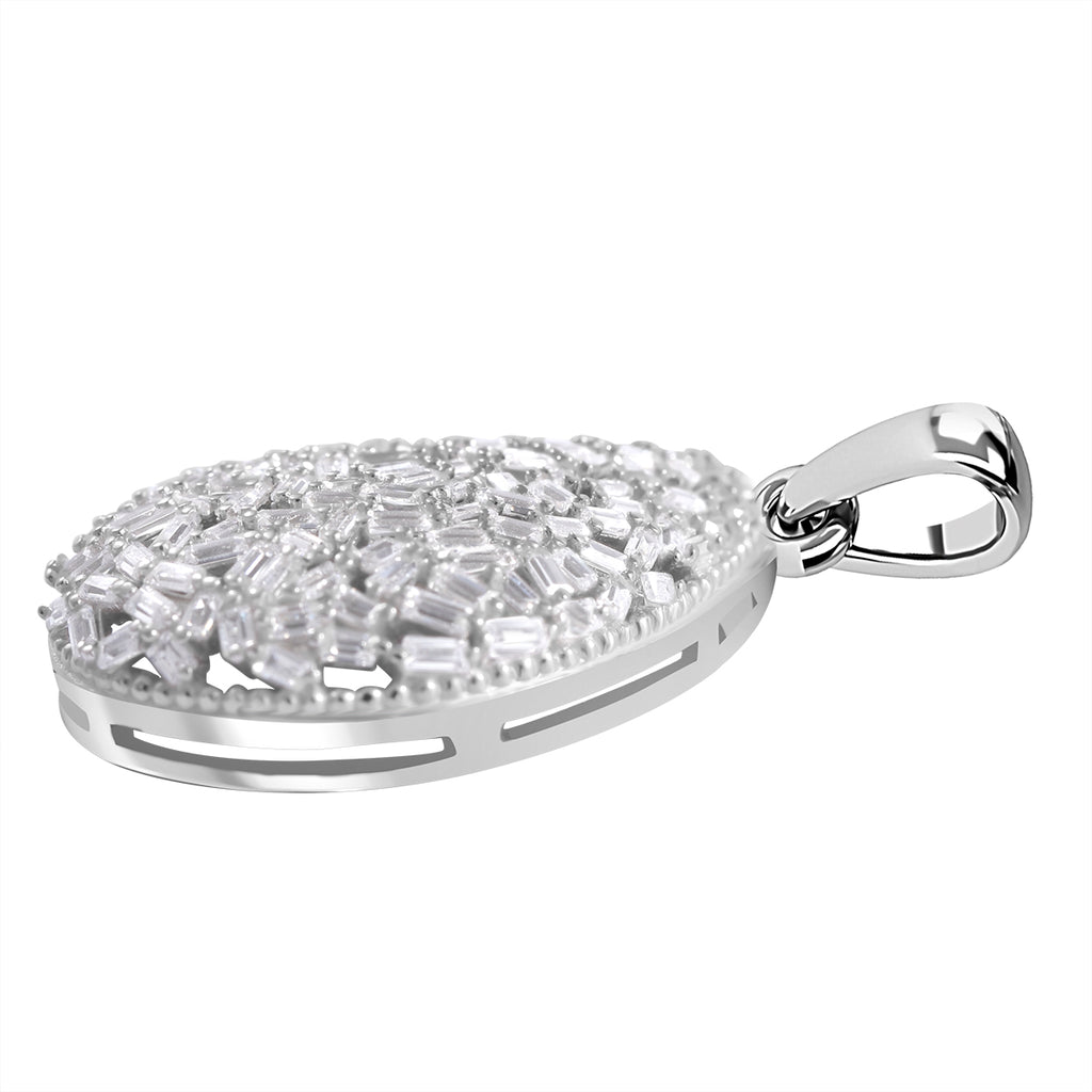 LUSTRO STELLA - Weißer Zirkonia Anhänger 925 Silber rhodiniert