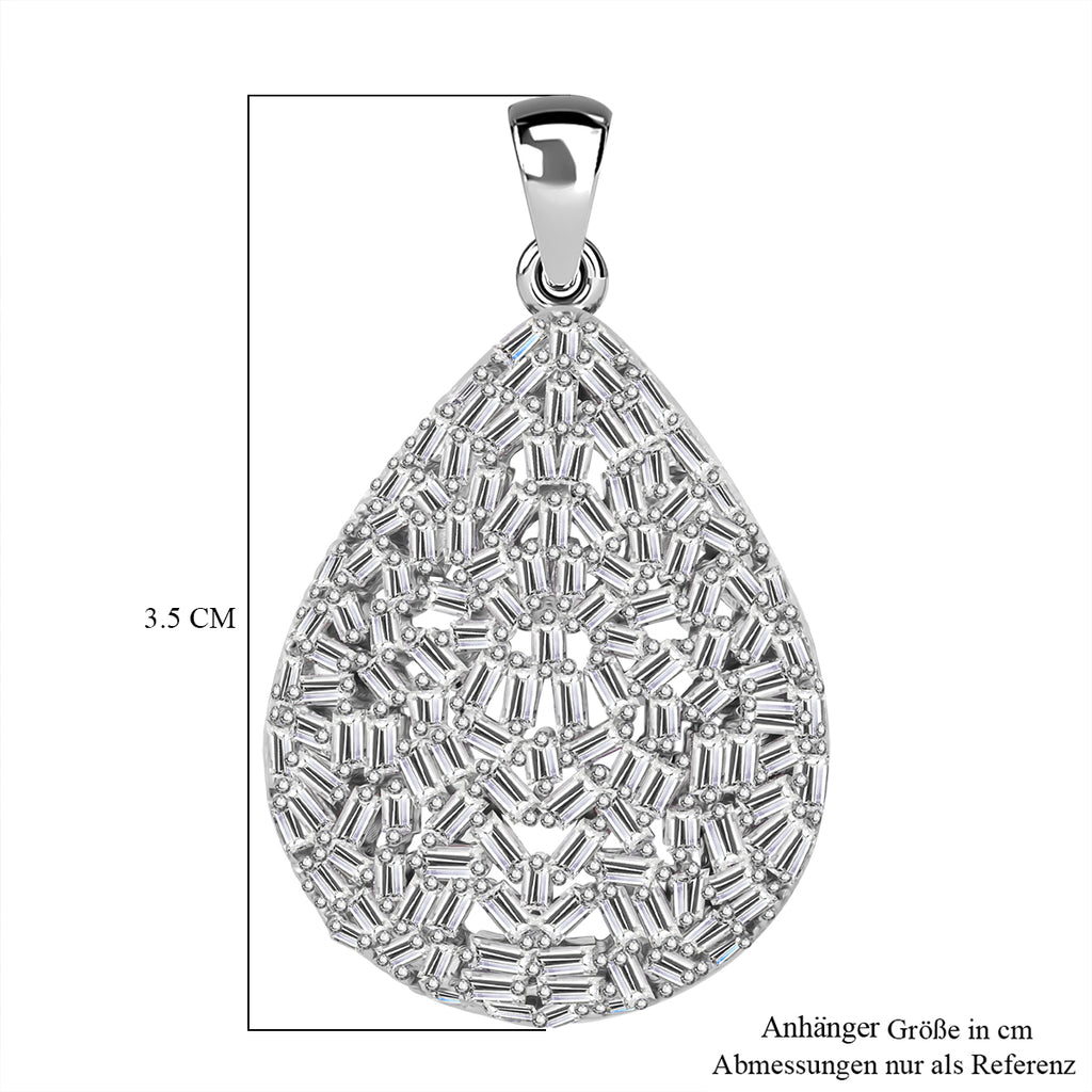 LUSTRO STELLA - Weißer Zirkonia Anhänger 925 Silber rhodiniert