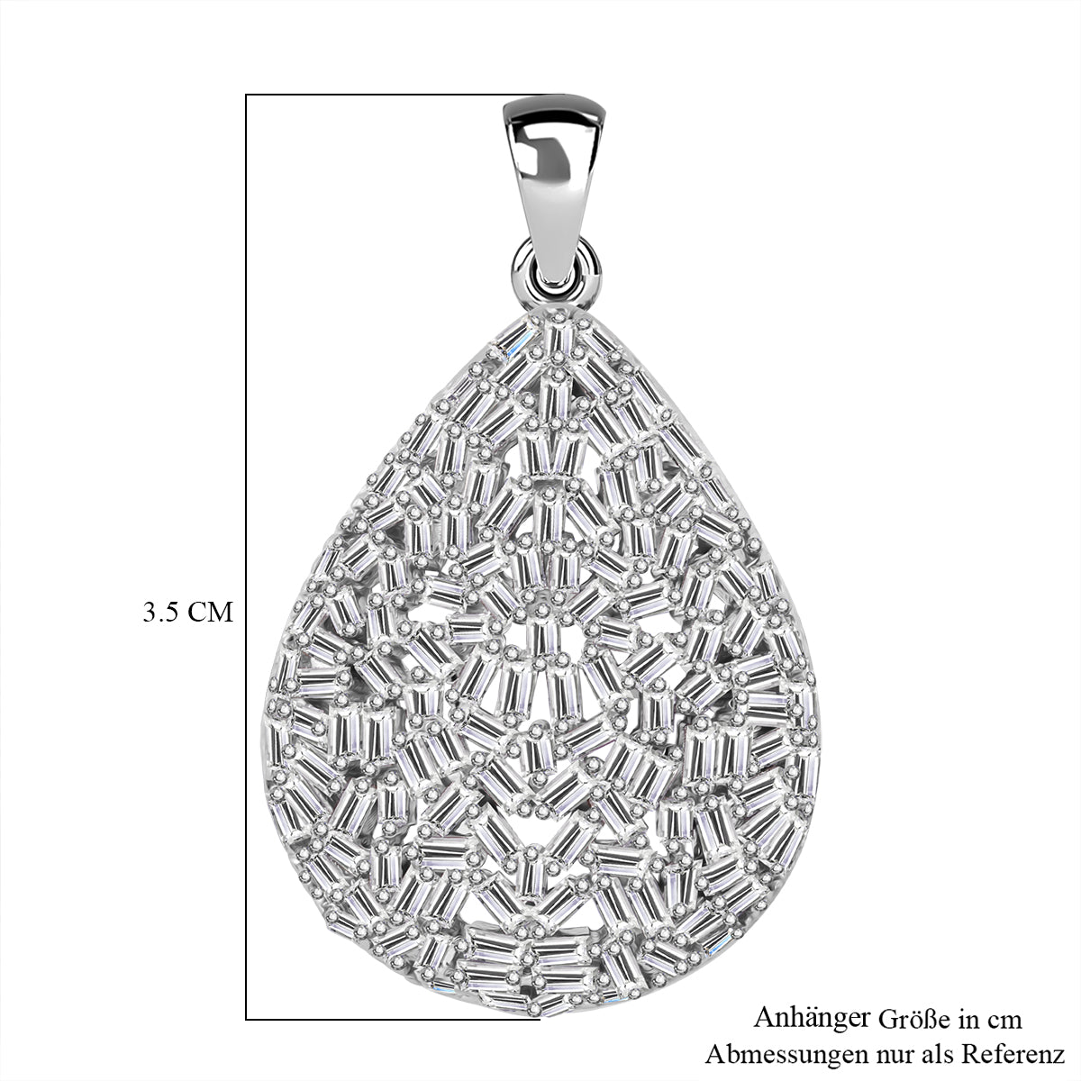 LUSTRO STELLA - Weißer Zirkonia Anhänger 925 Silber rhodiniert