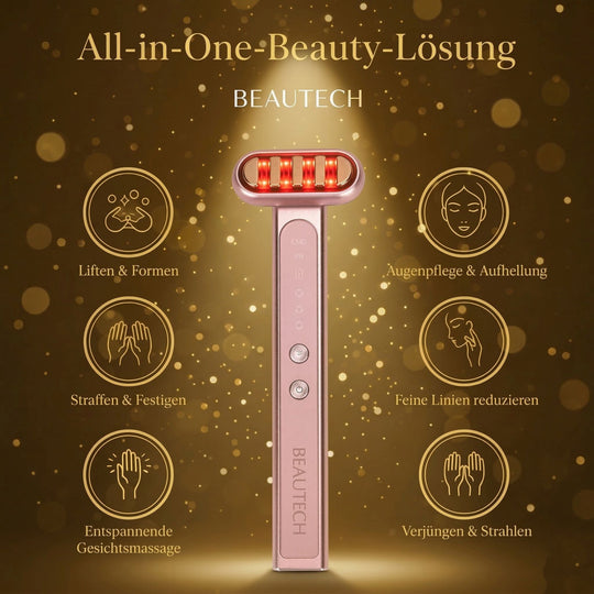 BEAUTECH - 6 in 1 Gesichts und Augenmassagegerät, leicht, Schwarz