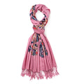 Bestickter Schal mit Fransen, Rosa