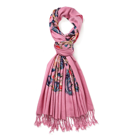 Bestickter Schal mit Paisley und Floralem Stickerei, 70 x 180 cm, Rosa