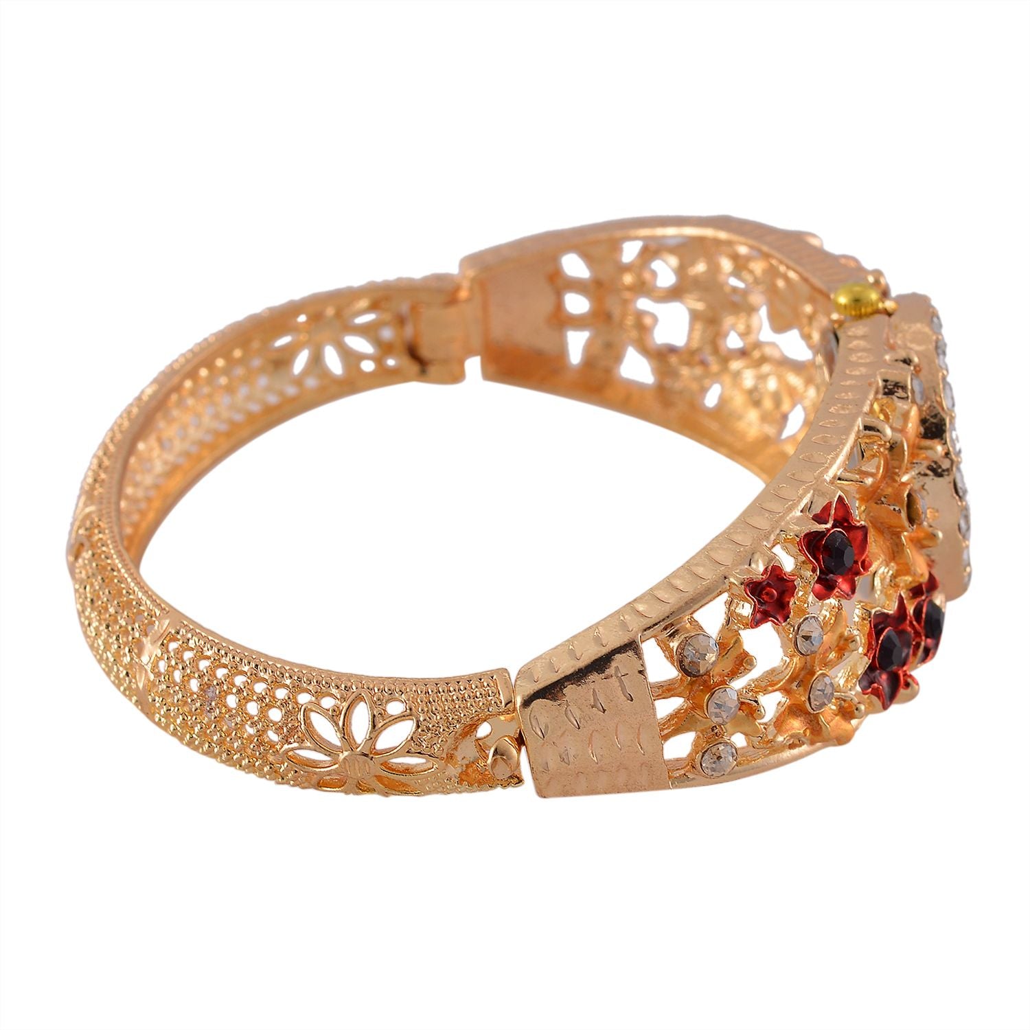 STRADA Bangle-Uhr - Mehrfarbiger Kristall, Japanisches PC21S Uhrwerk, Goldenes Zifferblatt, 316L Edelstahl gehäuse emailliert