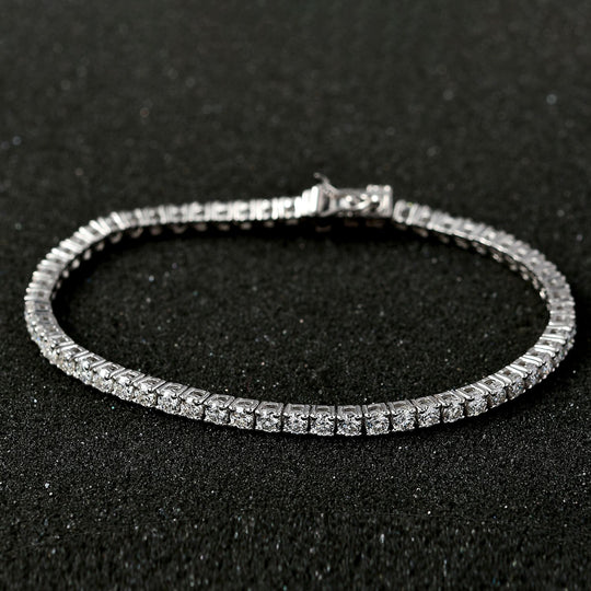 Moissanit Armband ca. 20 cm 925 Silber rhodiniert ca. 6.09 ct