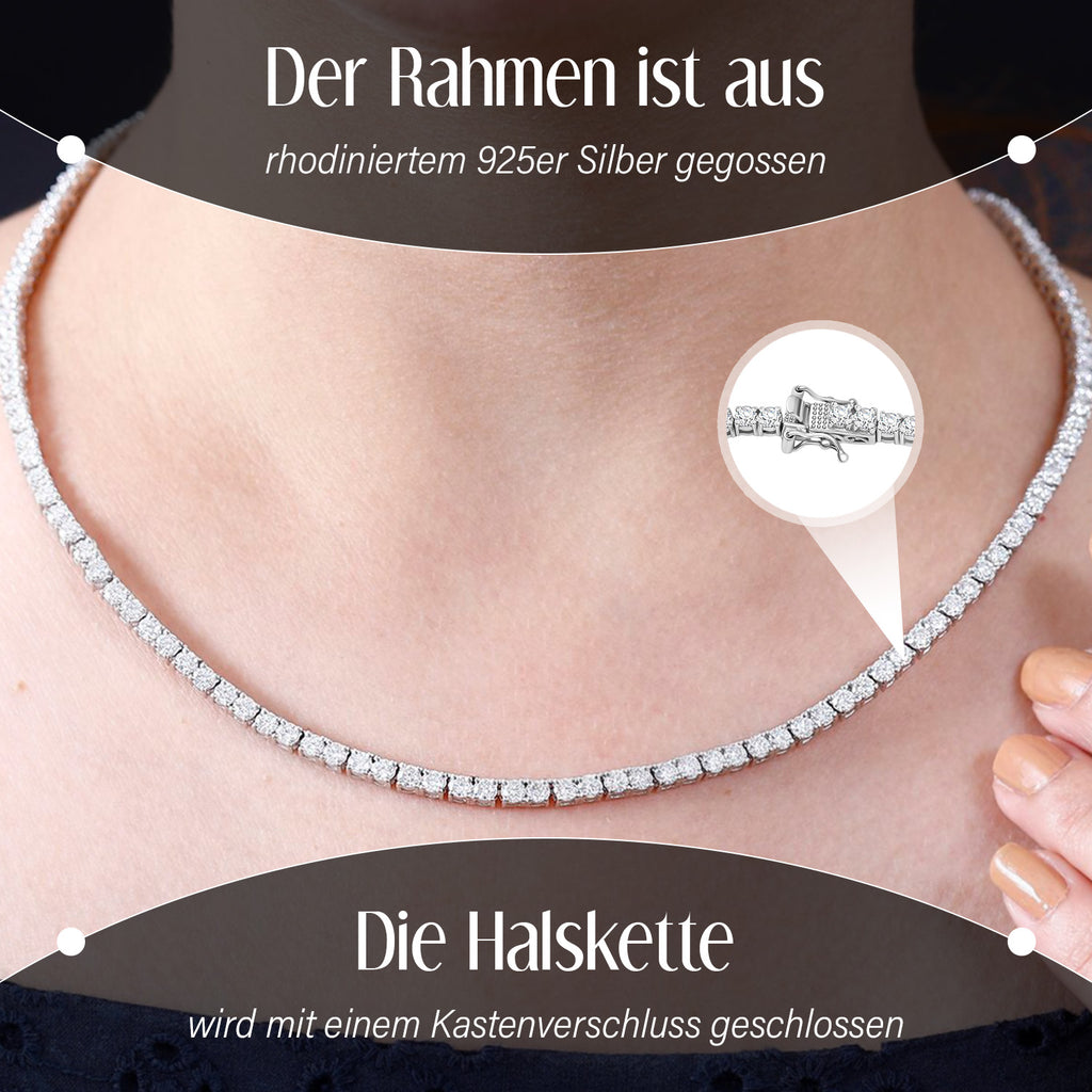 Moissanit Halskette ca. 45 cm 925 Silber rhodiniert ca. 14.28 ct