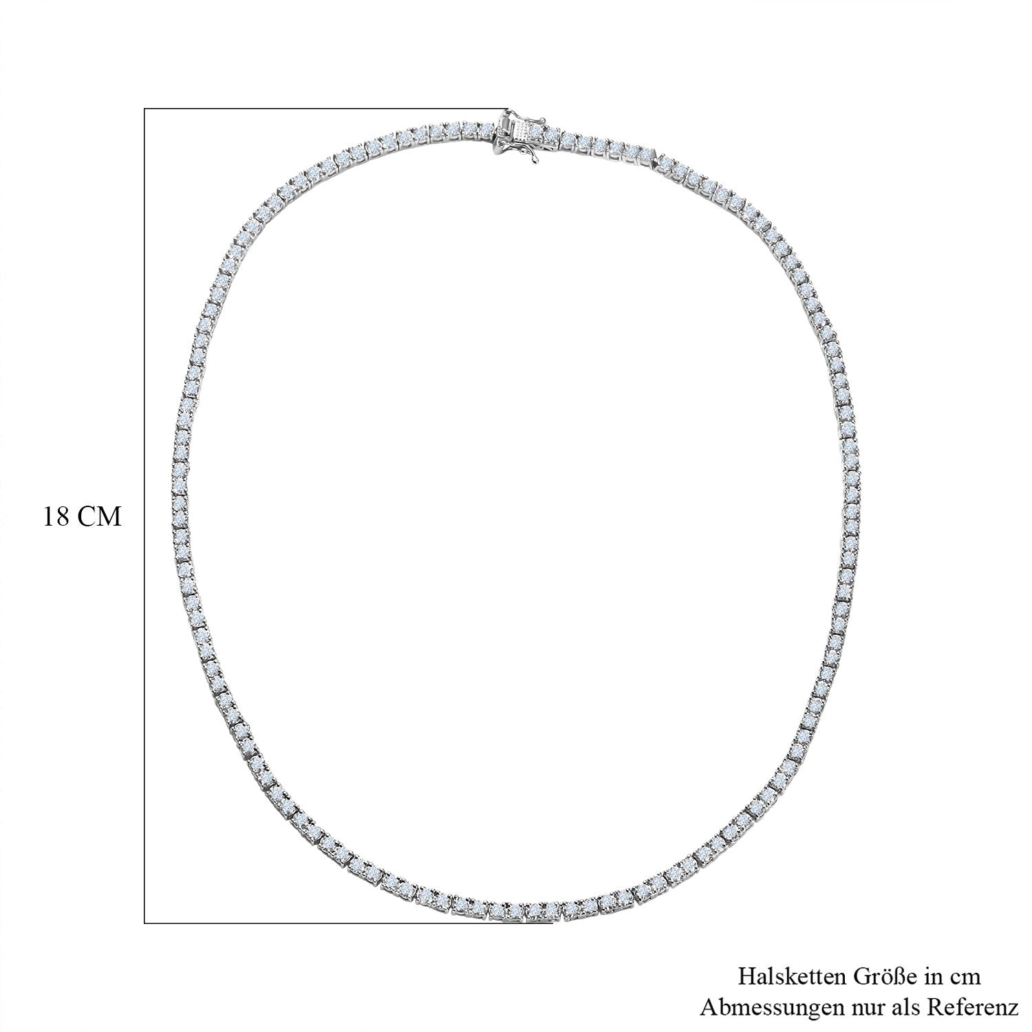 Moissanit Halskette ca. 45 cm 925 Silber rhodiniert ca. 14.28 ct