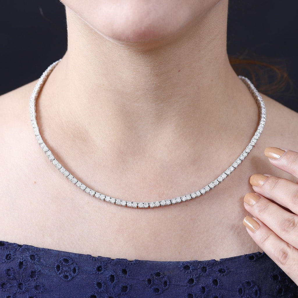 Moissanit Halskette ca. 45 cm 925 Silber rhodiniert ca. 14.28 ct