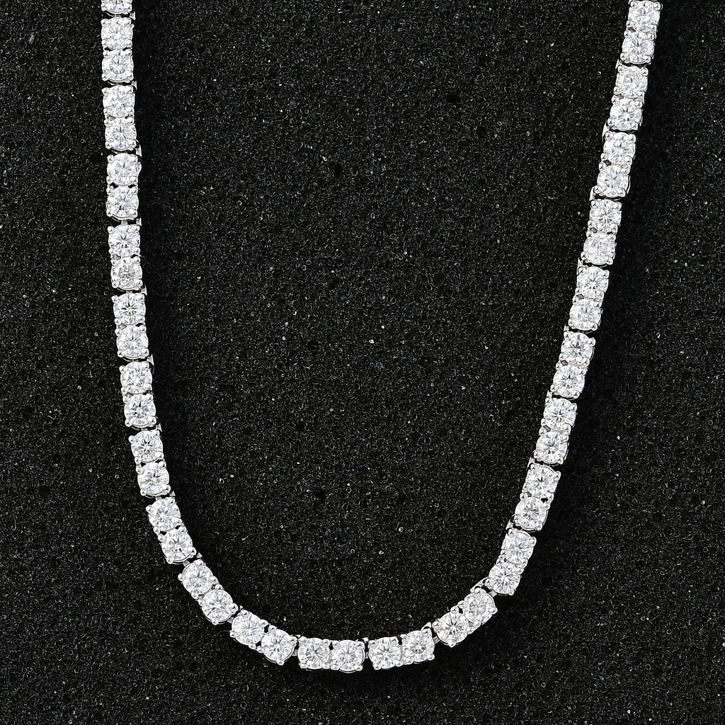 Moissanit Halskette ca. 45 cm 925 Silber rhodiniert ca. 14.28 ct