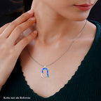 Simulierter Blauer Opal Anhänger 925 Silber rhodiniert