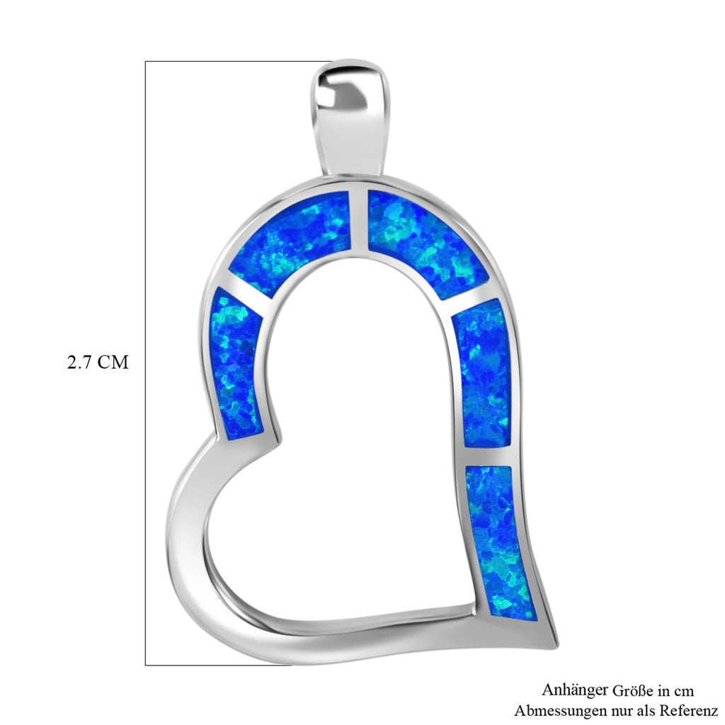 Simulierter Blauer Opal Anhänger 925 Silber rhodiniert