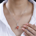 GP Trionfo Kollektion - Padparadscha Quarz Triplette, Kanchanaburi Blauer Saphir Anhänger 925 Silber rhodiniert ca. 5.79 ct