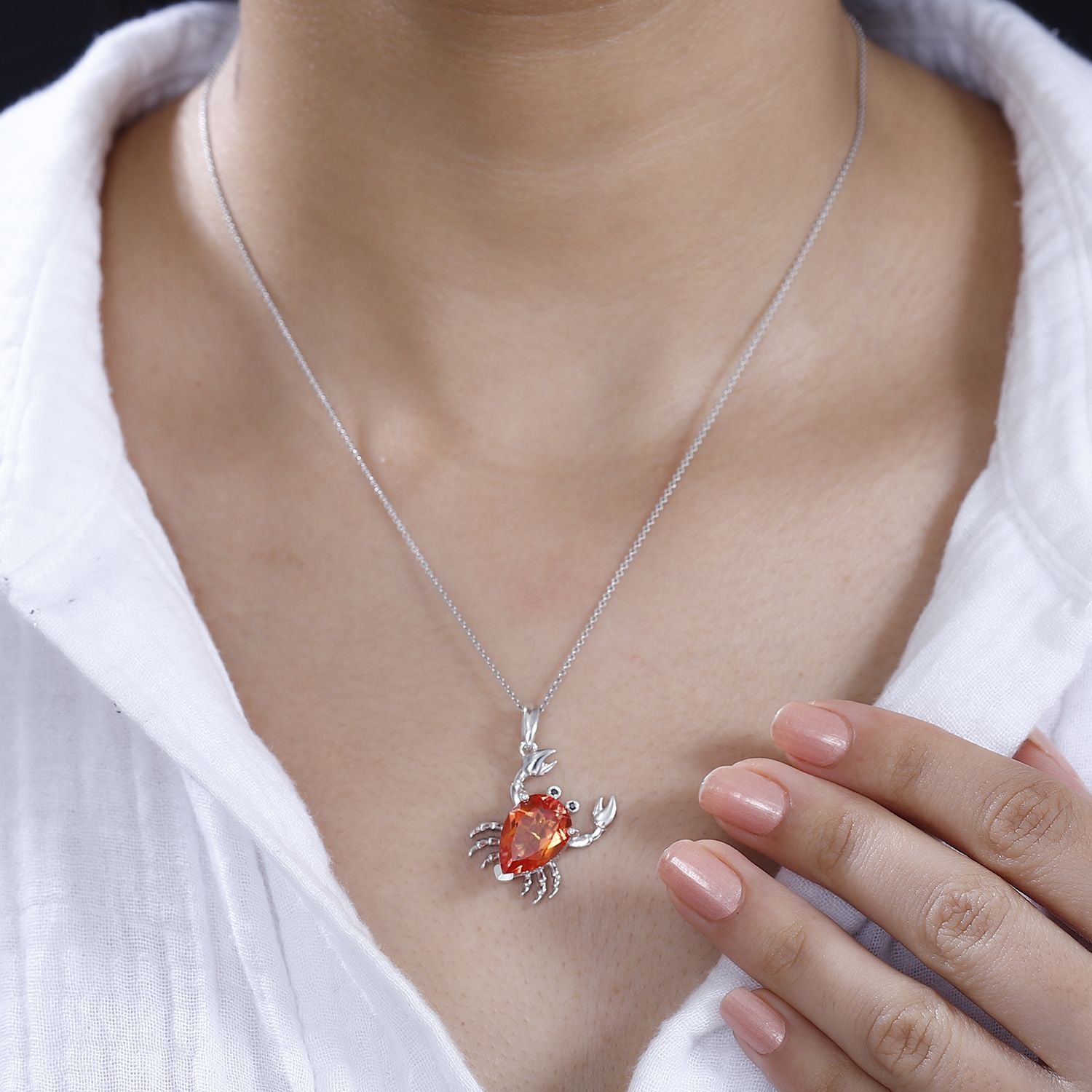 GP Trionfo Kollektion - Padparadscha Quarz Triplette, Kanchanaburi Blauer Saphir Anhänger 925 Silber rhodiniert ca. 5.79 ct