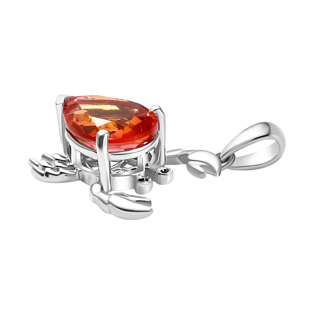 GP Trionfo Kollektion - Padparadscha Quarz Triplette, Kanchanaburi Blauer Saphir Anhänger 925 Silber rhodiniert ca. 5.79 ct