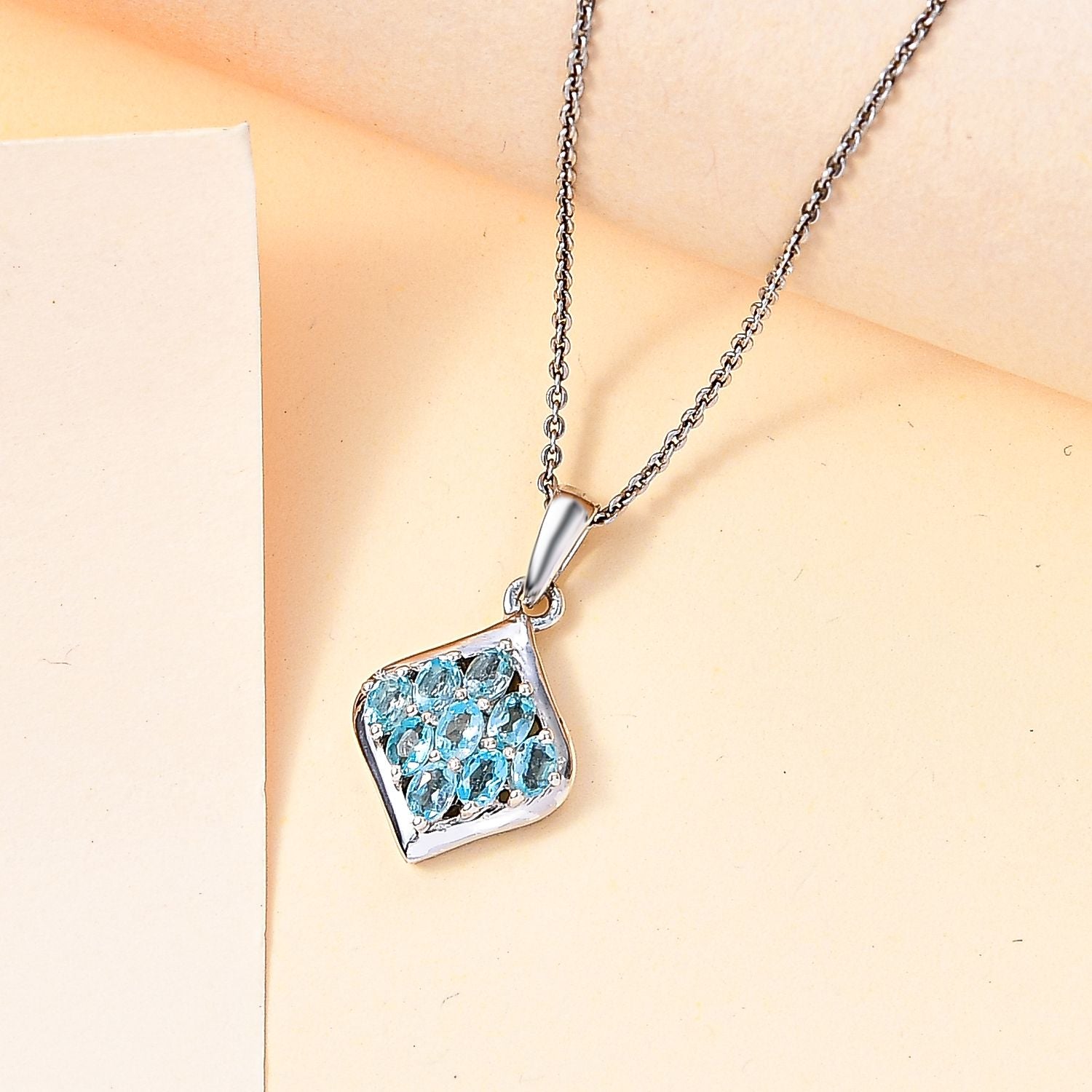 Paraiba-Apatit Anhänger 925 Silber platiniert ca. 0.73 ct
