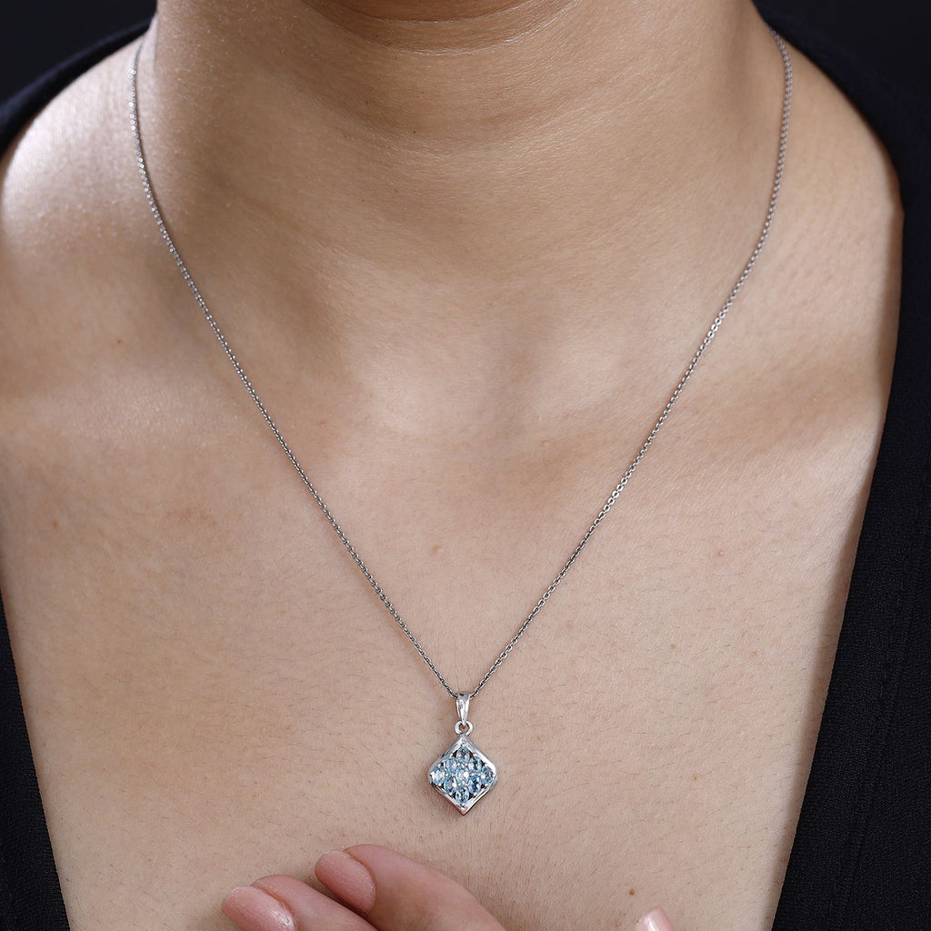 Paraiba-Apatit Anhänger 925 Silber platiniert ca. 0.73 ct