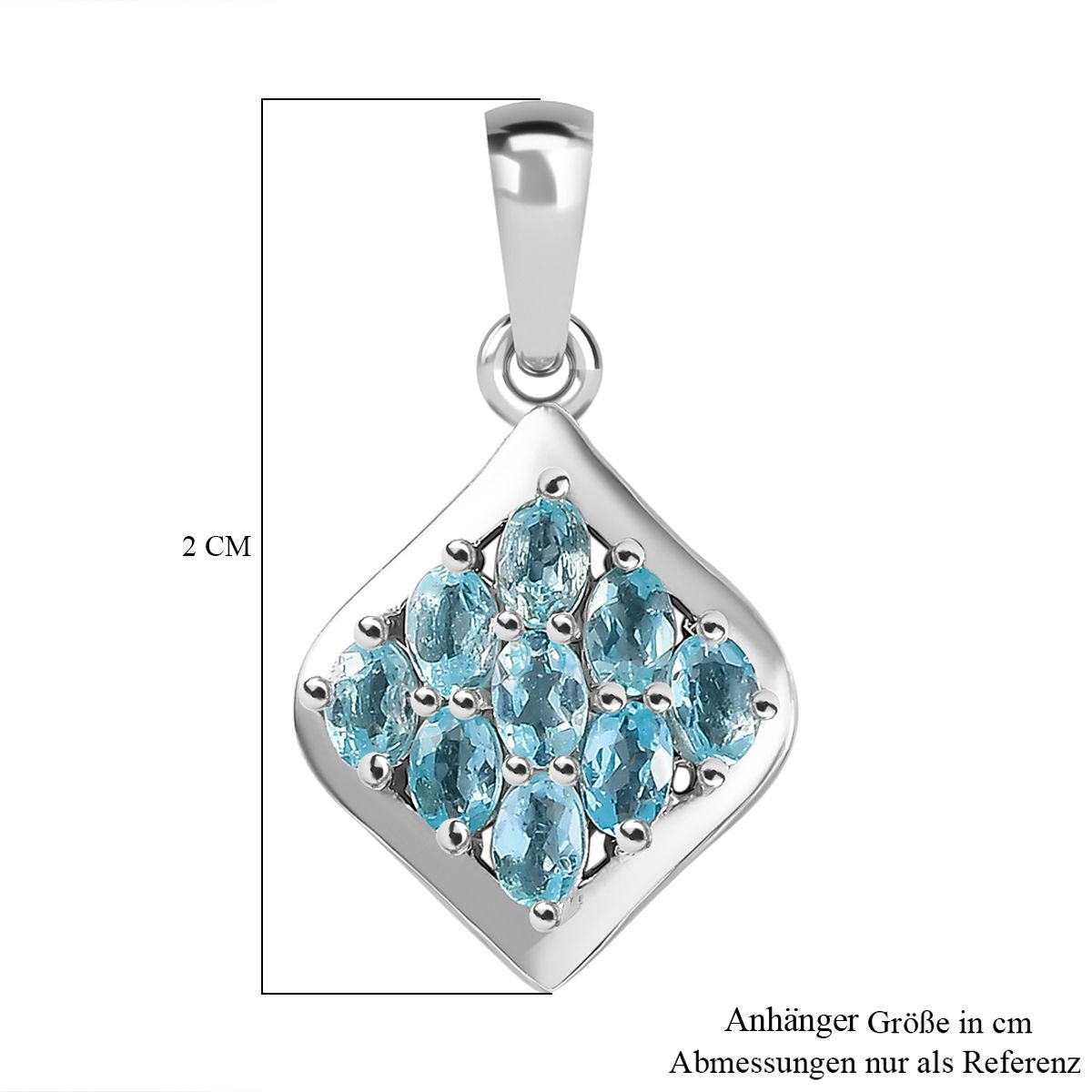 Paraiba-Apatit Anhänger 925 Silber platiniert ca. 0.73 ct