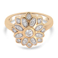 Moissanit Blumen-Ring, 925 Silber vergoldet (Größe 16.00) ca. 0,36 ct
