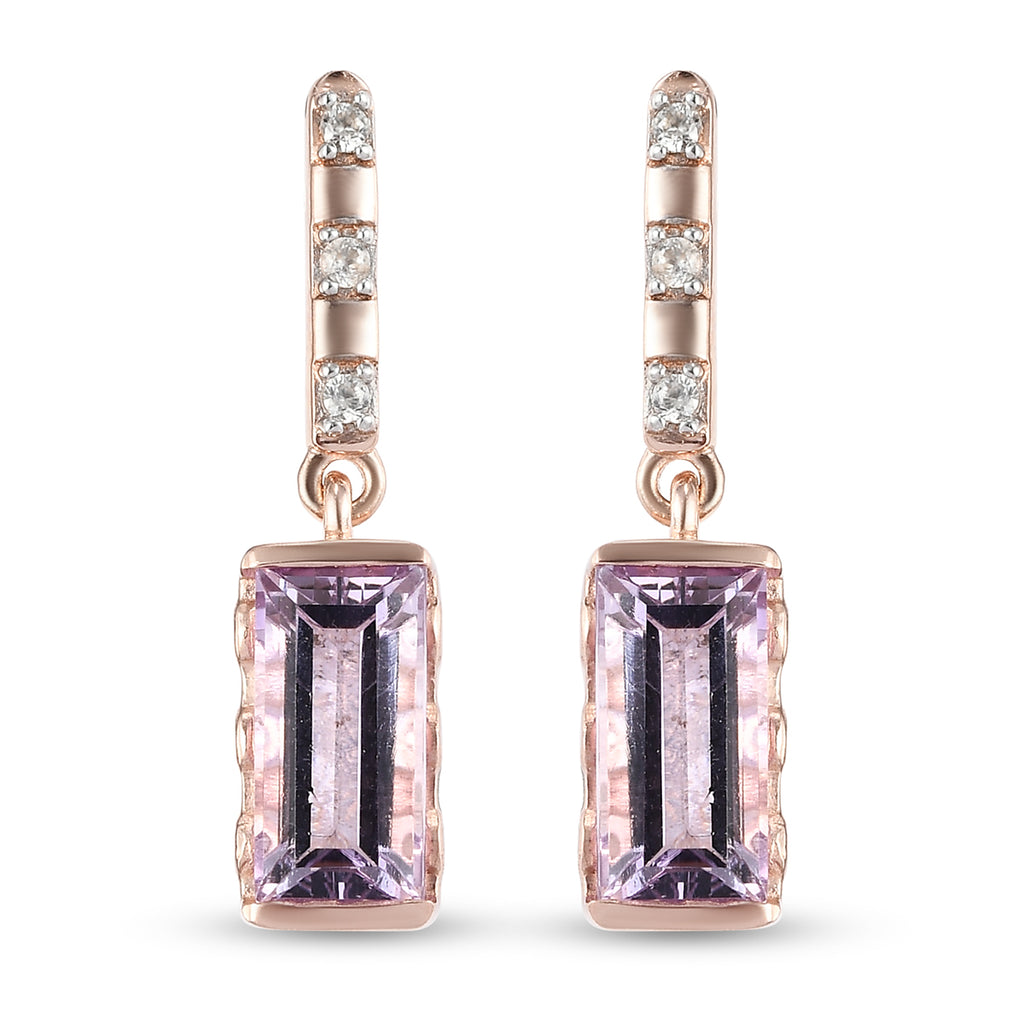 Rosa Amethyst und Zirkon-Ohrringe, 925 Silber rosévergoldet ca. 3,03 ct
