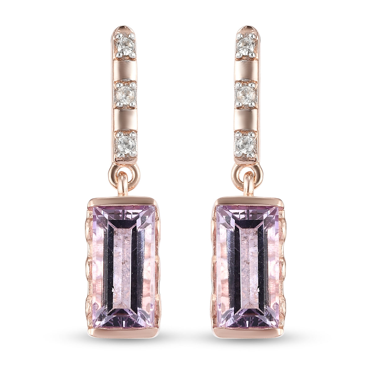 Rosa Amethyst und Zirkon-Ohrringe, 925 Silber rosévergoldet ca. 3,03 ct