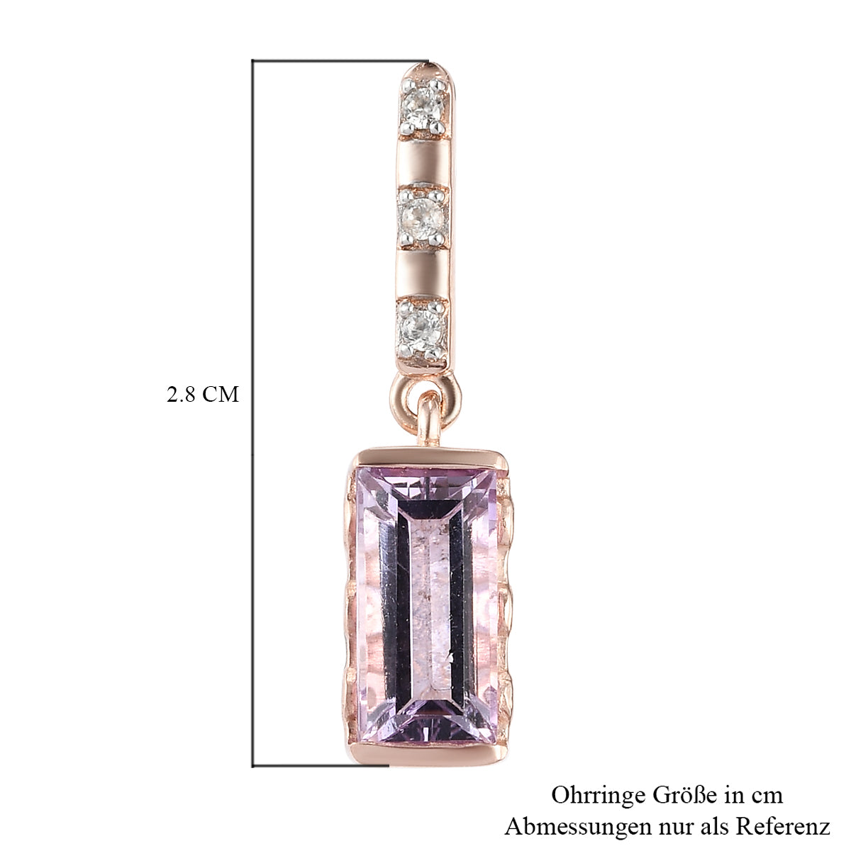 Rosa Amethyst und Zirkon-Ohrringe, 925 Silber rosévergoldet ca. 3,03 ct