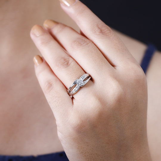 Moissanit Ring 925 Silber rhodiniert (Größe 18.00) ca. 0,62 ct
