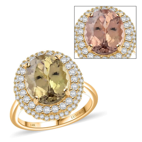 LUXORO AAA Turkizit, Weißer Diamant AGI zertifiziert Ring 585 Gold (Größe 16.50) ca. 5.04 ct