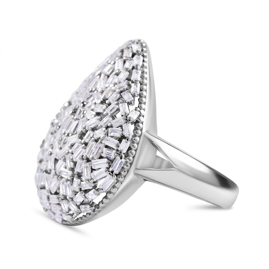 LUSTRO STELLA - Weißer Zirkonia Ring 925 Silber rhodiniert (Größe 17.00) ca. 3.58 ct