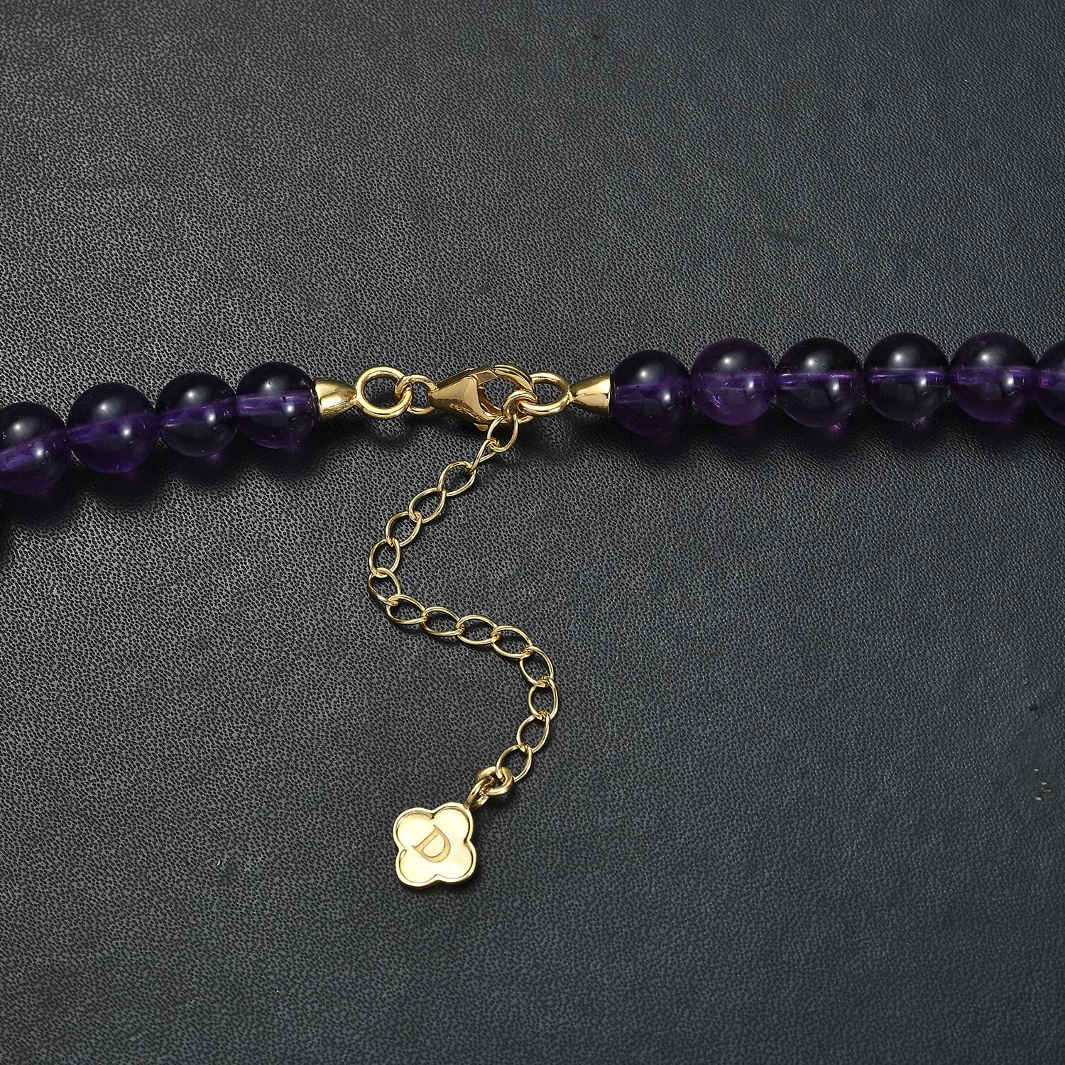 Afrikanischer Amethyst Halskette ca. 45 cm + 5 cm Extender, 925 Silber 750 Gelbgold Vermeil ca. 175,00 ct.