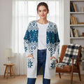 Kuscheliger Winter-Cardigan mit 2 Taschen, Einheitsgröße, blaues Schneeflockenmuster