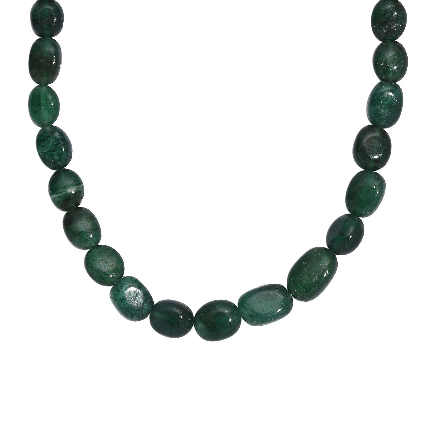 Grüner Aventurin Halskette ca. 45 cm Messing rhodiniert ca. 85,00 ct.
