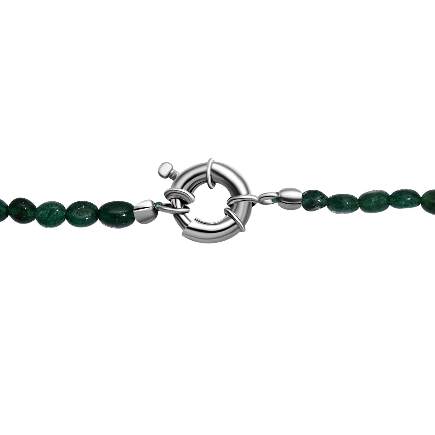 Grüner Aventurin Halskette ca. 45 cm Messing rhodiniert ca. 85,00 ct.