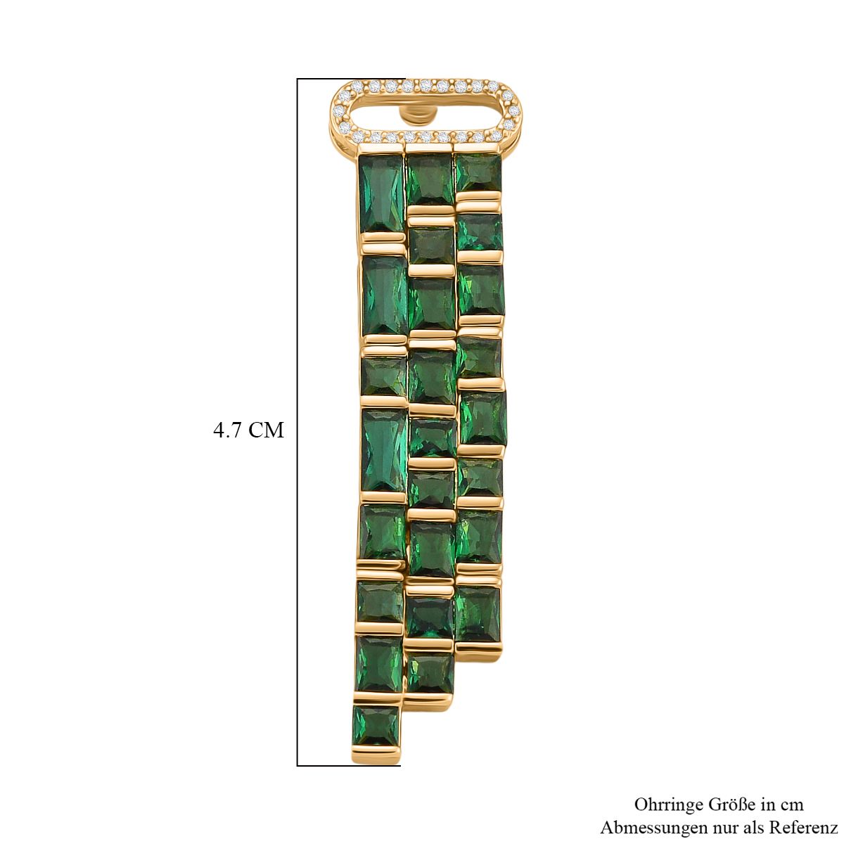 Weißer Zirkonia, Glas Ohrringe, Nickelfreies Messing goldfarben