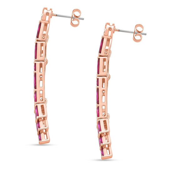Weißer Zirkonia, Glas Ohrringe, Nickelfreies Messing, roséfarben