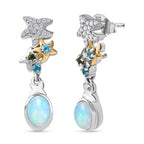 GP Celestial Kollektion - AA Natürlicher, äthiopischer Welo Opal, Neon Apatit Ohrringe Messing Rhodiniert und 750 Gelbgold Vermeil ca. 1.56 ct
