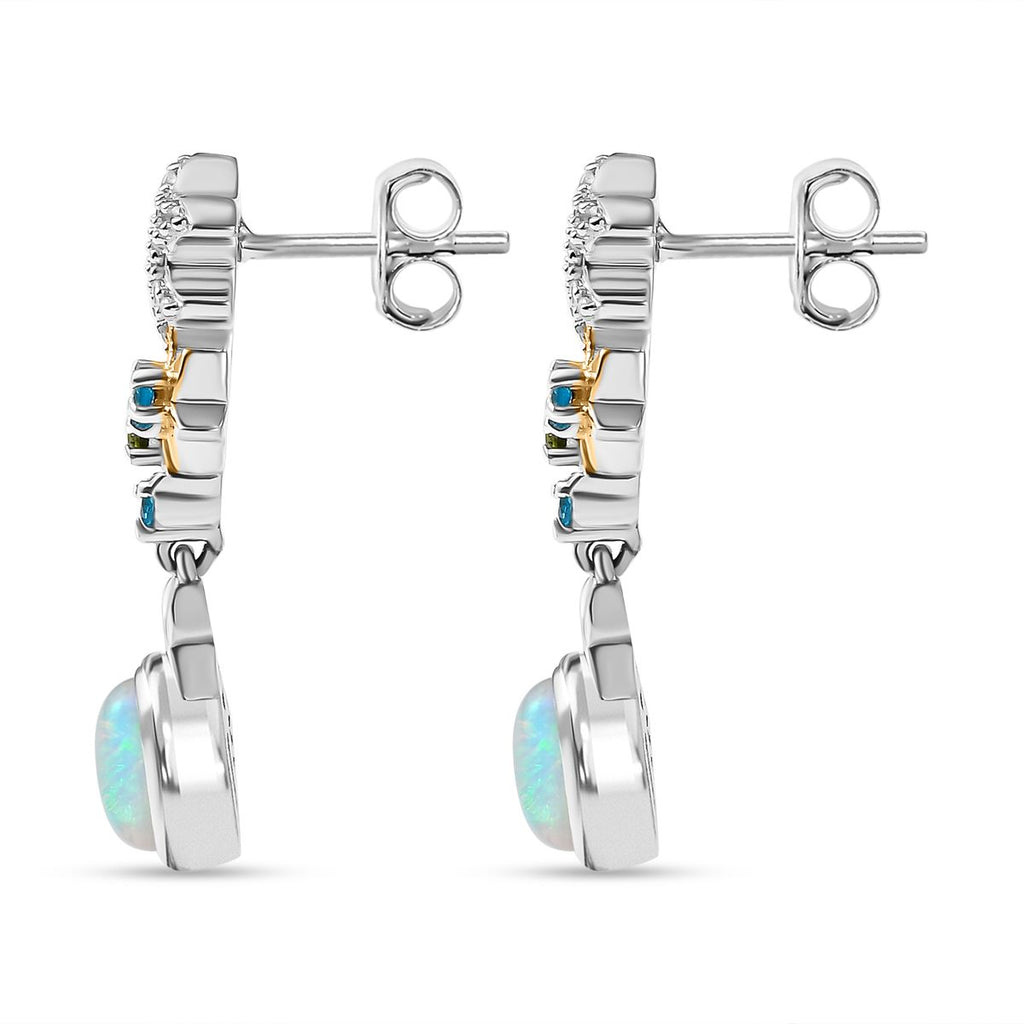 GP Celestial Kollektion - AA Natürlicher, äthiopischer Welo Opal, Neon Apatit Ohrringe Messing Rhodiniert und 750 Gelbgold Vermeil ca. 1.56 ct